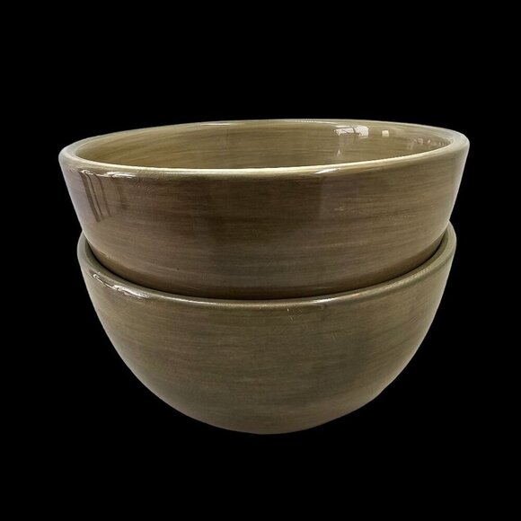 Artimino Ciao II Handpainted Earthenware Cereal Bowls 2 Green 6.5" Diameter - Picture 1 of 6